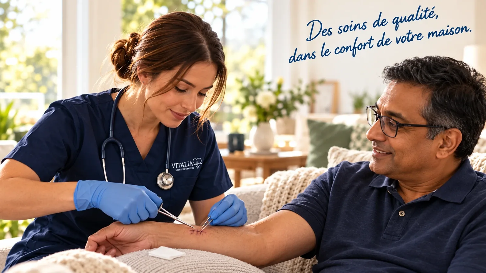 Soins et accompagnement VITALIA à domicile. Des soins de qualité, dans le confort de votre maison.